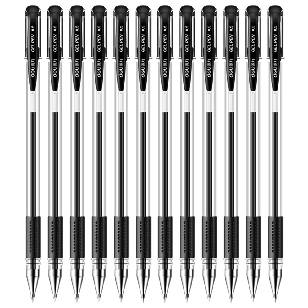 DELI 6600ES 12Pcs Gel Ink Pens Smooth Writing 0.5mm Office School Gel Pen - Black DELI 6600ES 12Pcs Gel Ink Pens Smooth Writing 0.5mm Office School Gel Pen - Black
